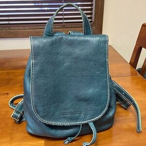 Pebbled Leather Teal Backpack